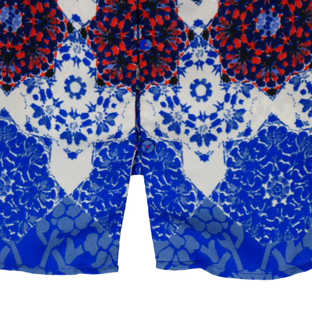 Daniel Rainn Blouse Womens Meduim Red White Blue Button Back Lace Detail Boho - Picture 8 of 13